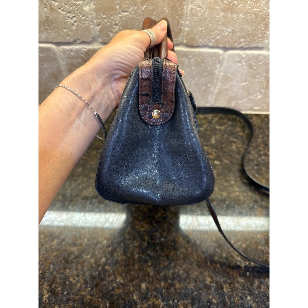 Vintage Brahmin Black Tuscan Crandall Doctors Bag Croc Embossed Handbag EUC - Picture 6 of 12